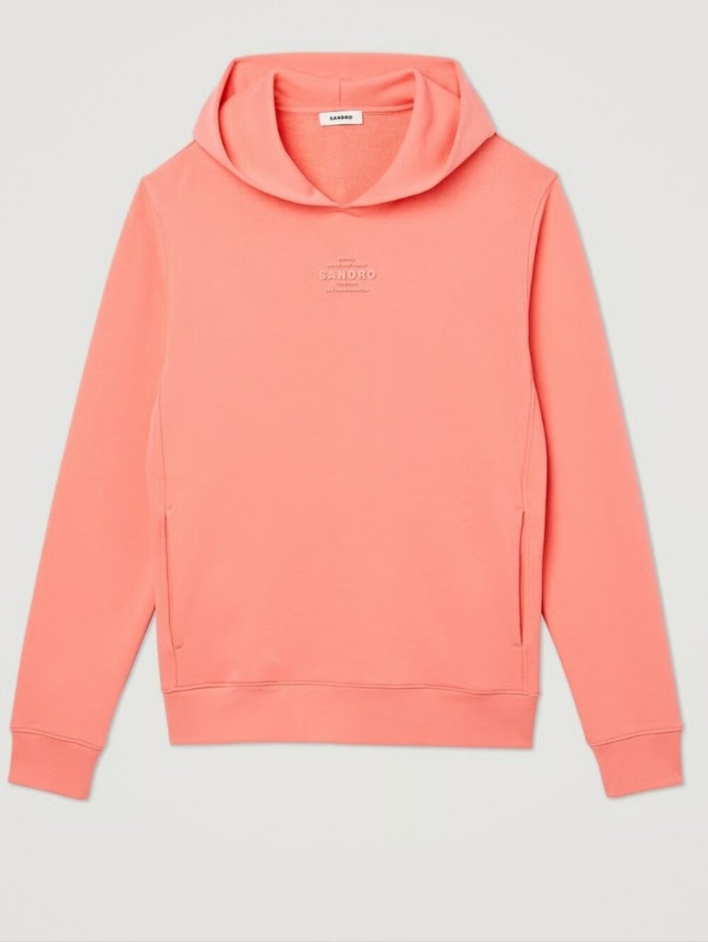 Sandro Boutique Hoodie Sweatshirt With Rubber Logo Size XLarge In Coral NWT